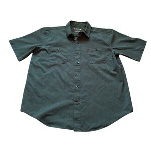 Orvis Short Sleeve Shirt Green size large Button Up travel outdoor breathable